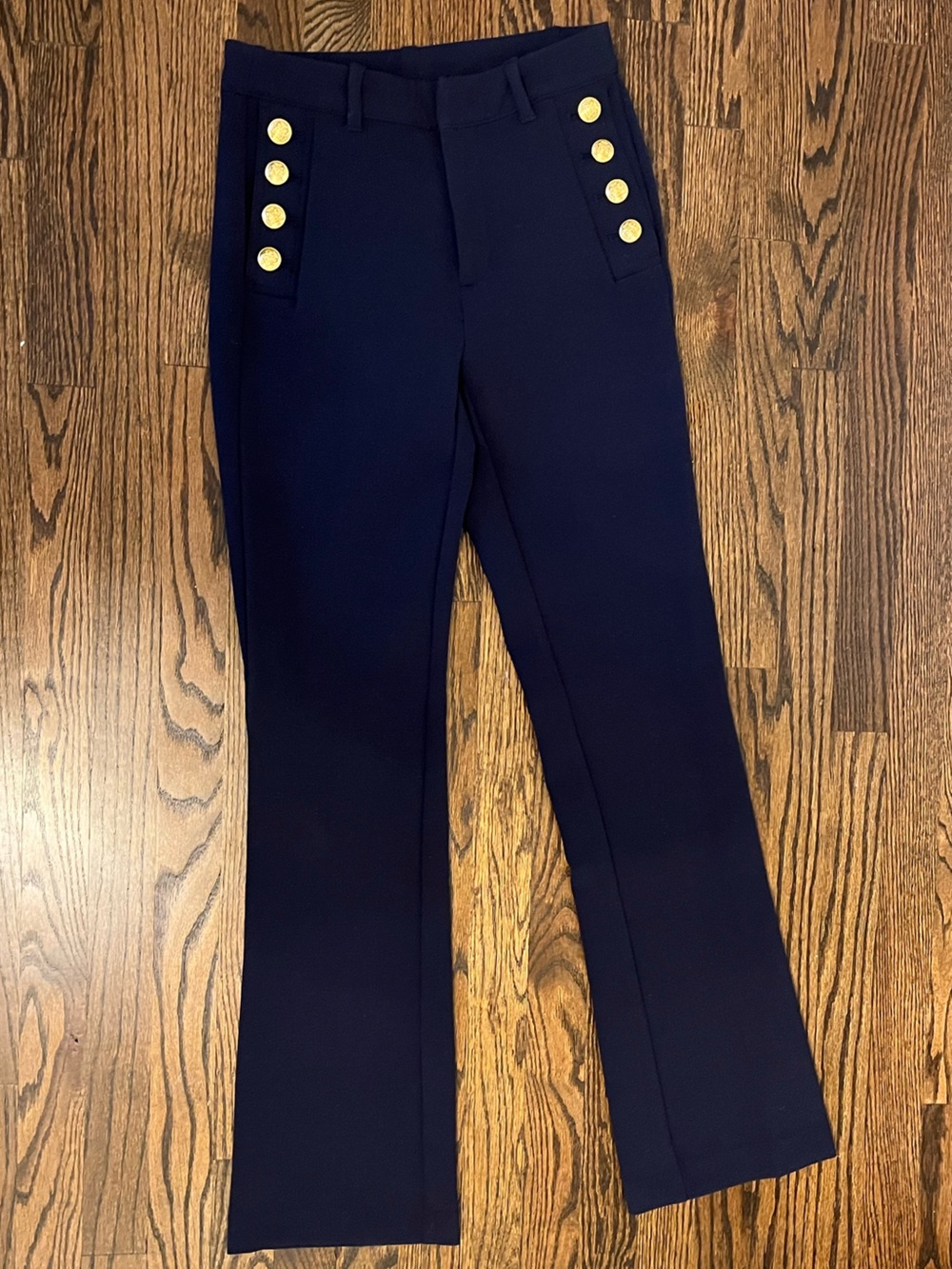 GAP Women’s Navy Boot-Cut Pants with Gold Button Accents Sz 2